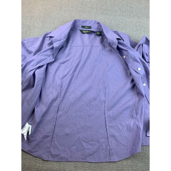 Eddie Bauer Women's Petite M Purple Long Sleeve Button Down Shirt Top - Picture 10 of 12
